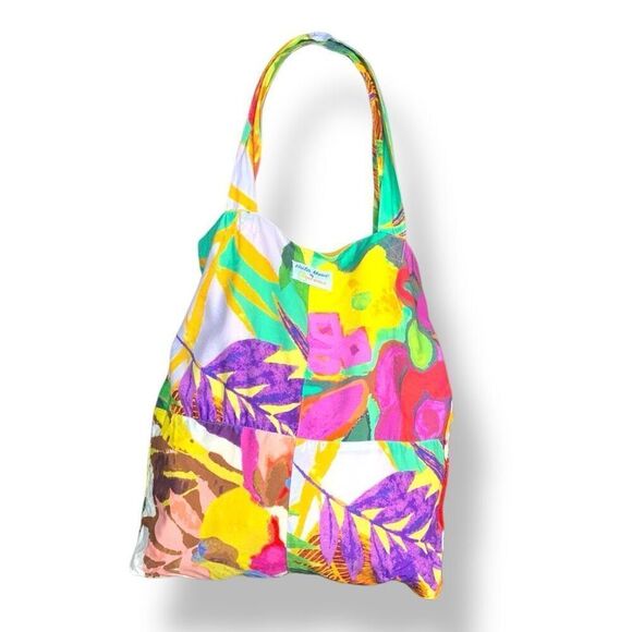Hula Moon By Jams World Tropical Tote Bag Bright Multicolor Print Beach Vacation - Picture 4 of 13